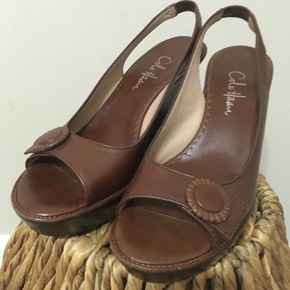 Cole Haan Brown sling-back wedges! 💥 - Picture 1 of 7